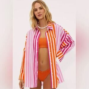 Beach Riot Alexa Top Sunset Stripes - Pink/White/Orange - S/M